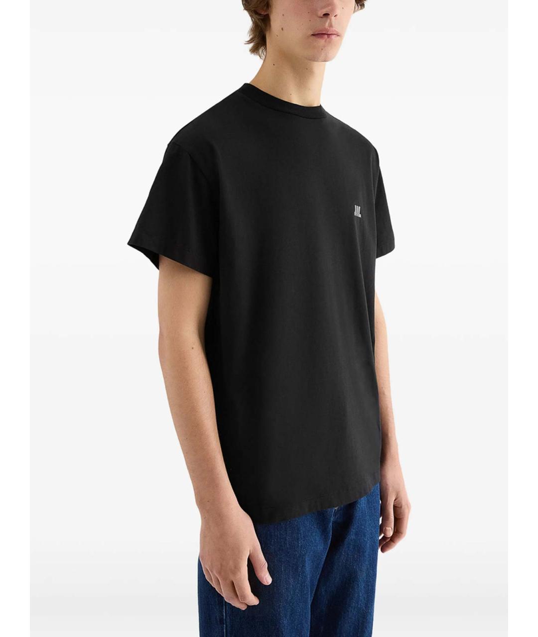 JIL SANDER Черная хлопковая футболка, фото 2