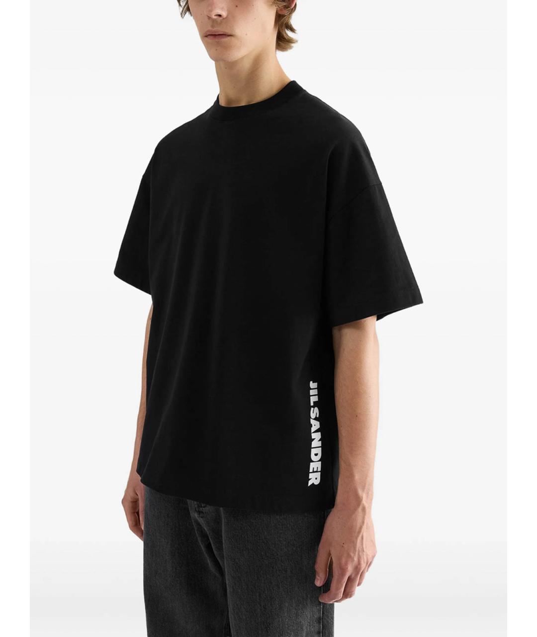 JIL SANDER Черная хлопковая футболка, фото 2