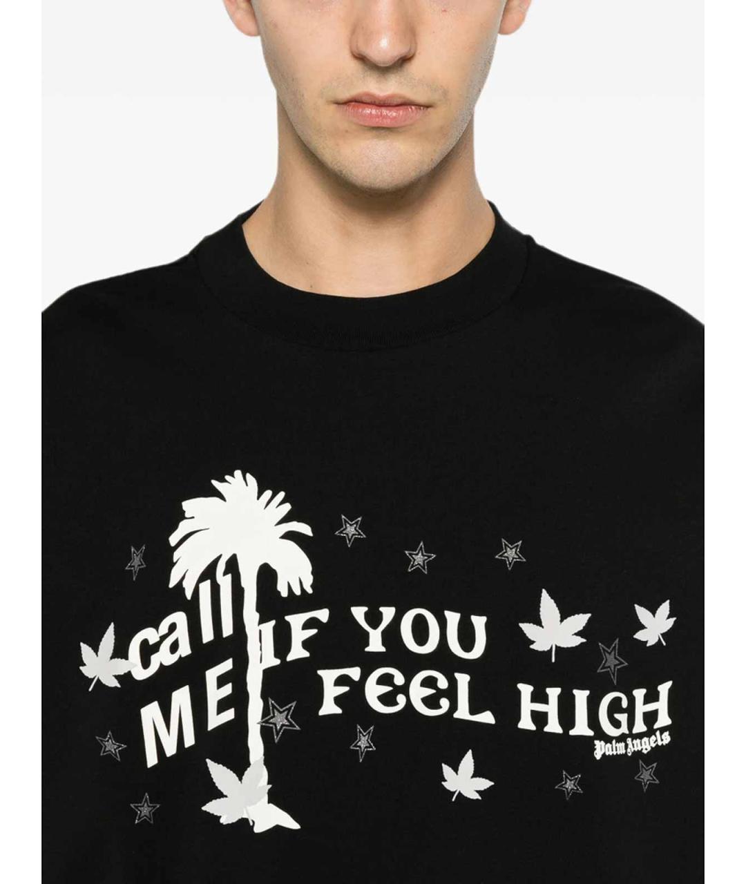 PALM ANGELS Черная хлопковая футболка, фото 4