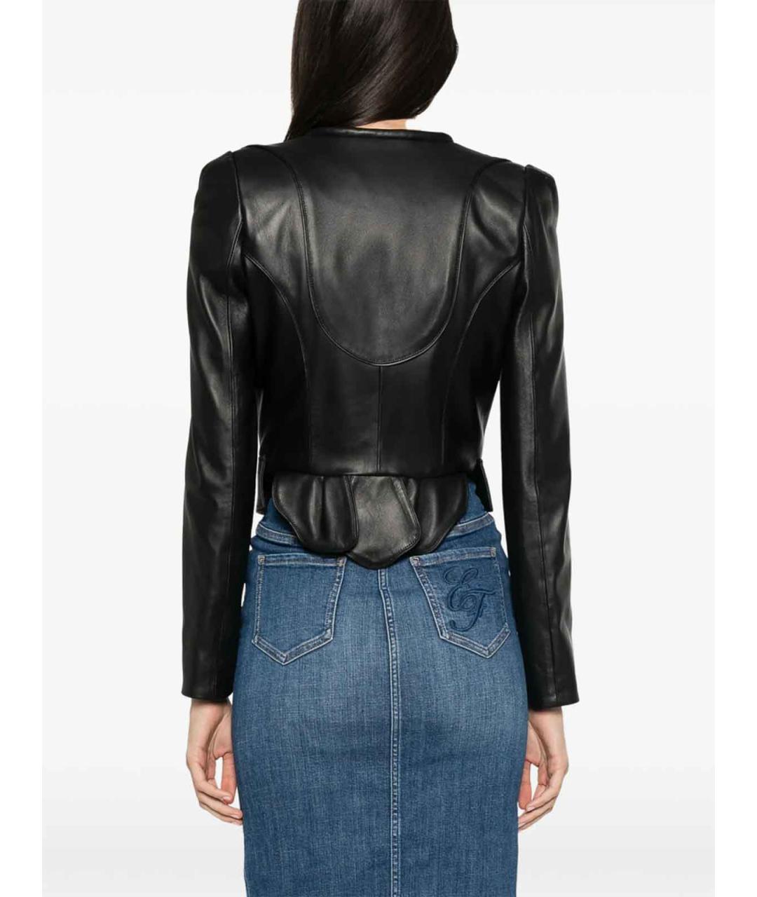 ELISABETTA FRANCHI Черная кожаная куртка, фото 4