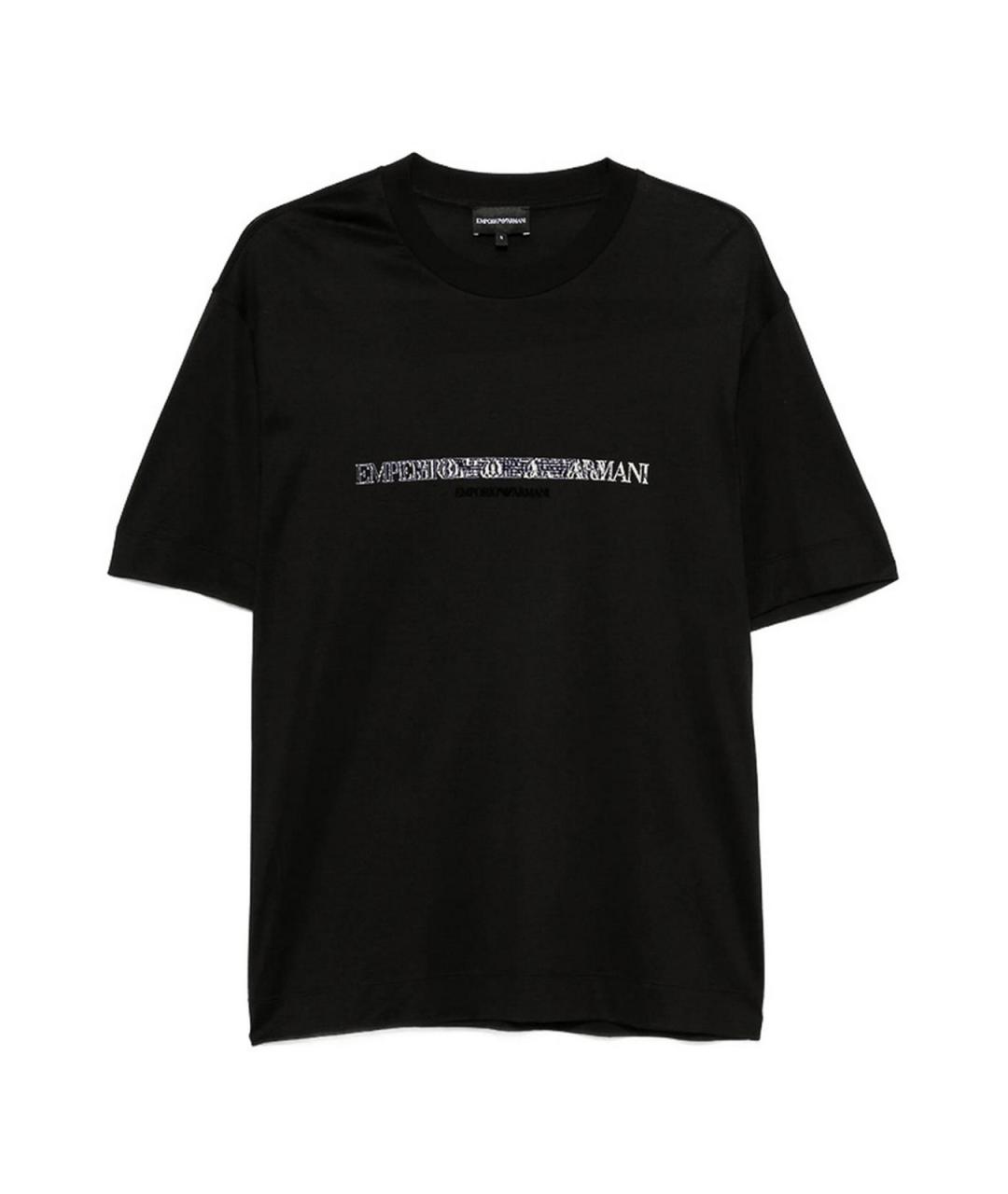 EMPORIO ARMANI Черная хлопковая футболка, фото 1