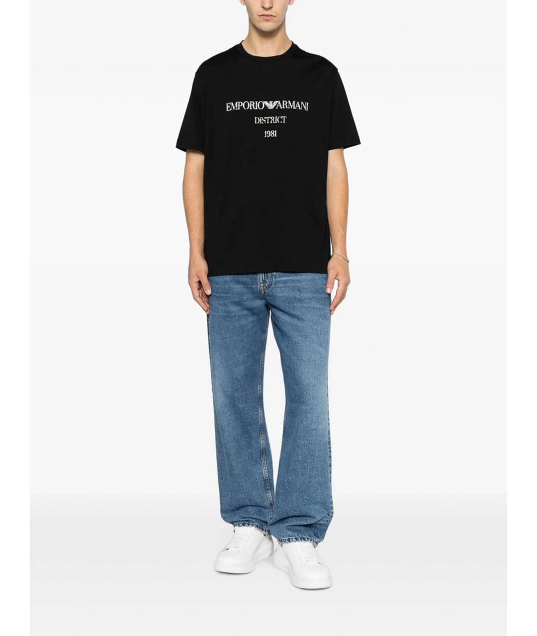 EMPORIO ARMANI Черная хлопковая футболка, фото 4