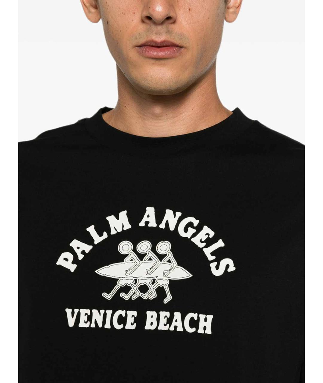 PALM ANGELS Черная хлопковая футболка, фото 2