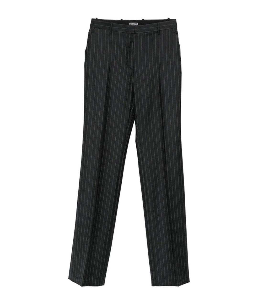 TOM FORD Черные шерстяные прямые брюки, фото 1