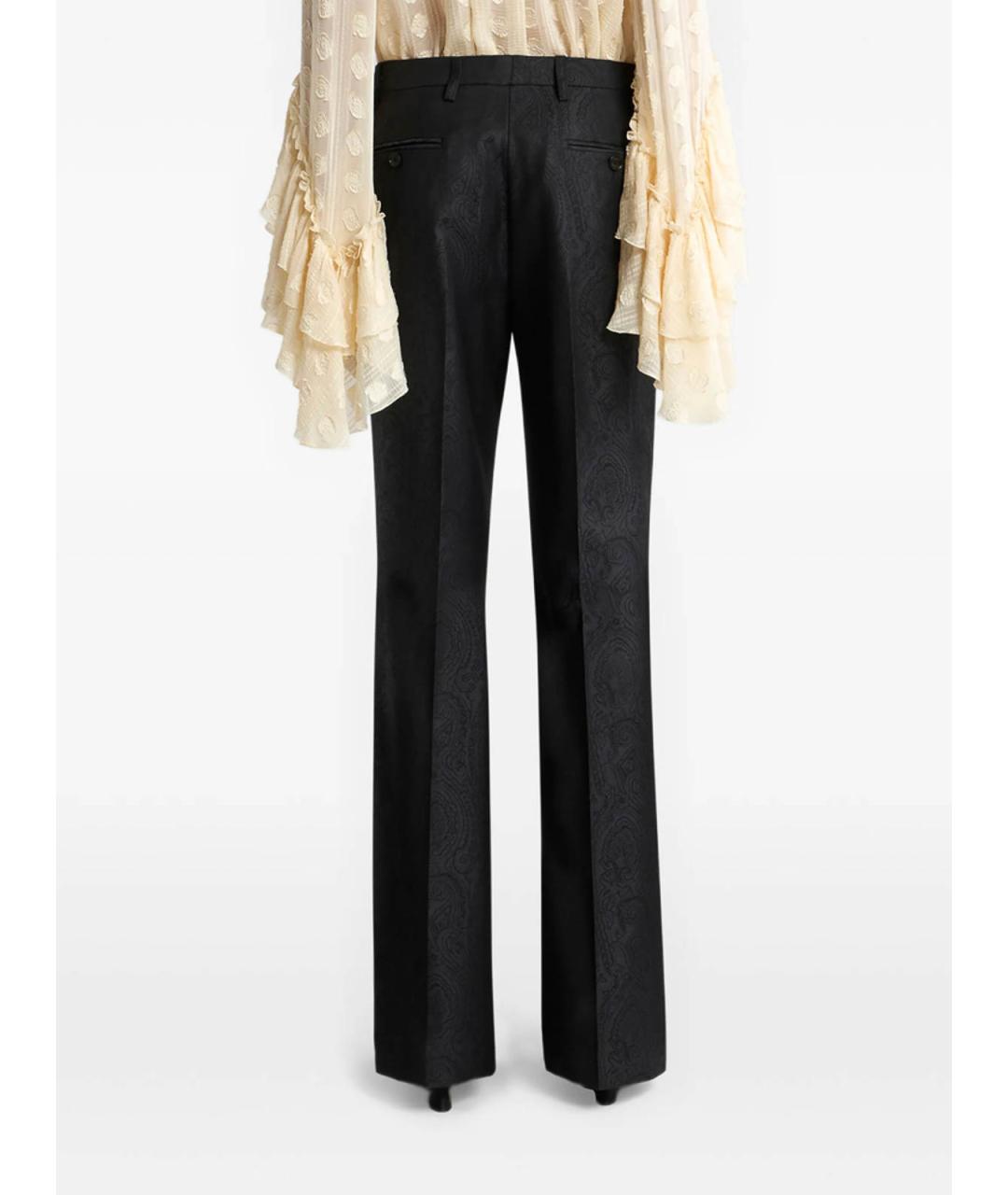 ETRO Черные шерстяные прямые брюки, фото 5