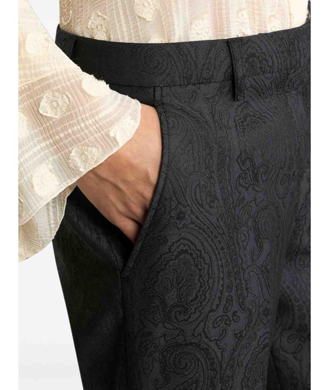ETRO Черные шерстяные прямые брюки, фото 3