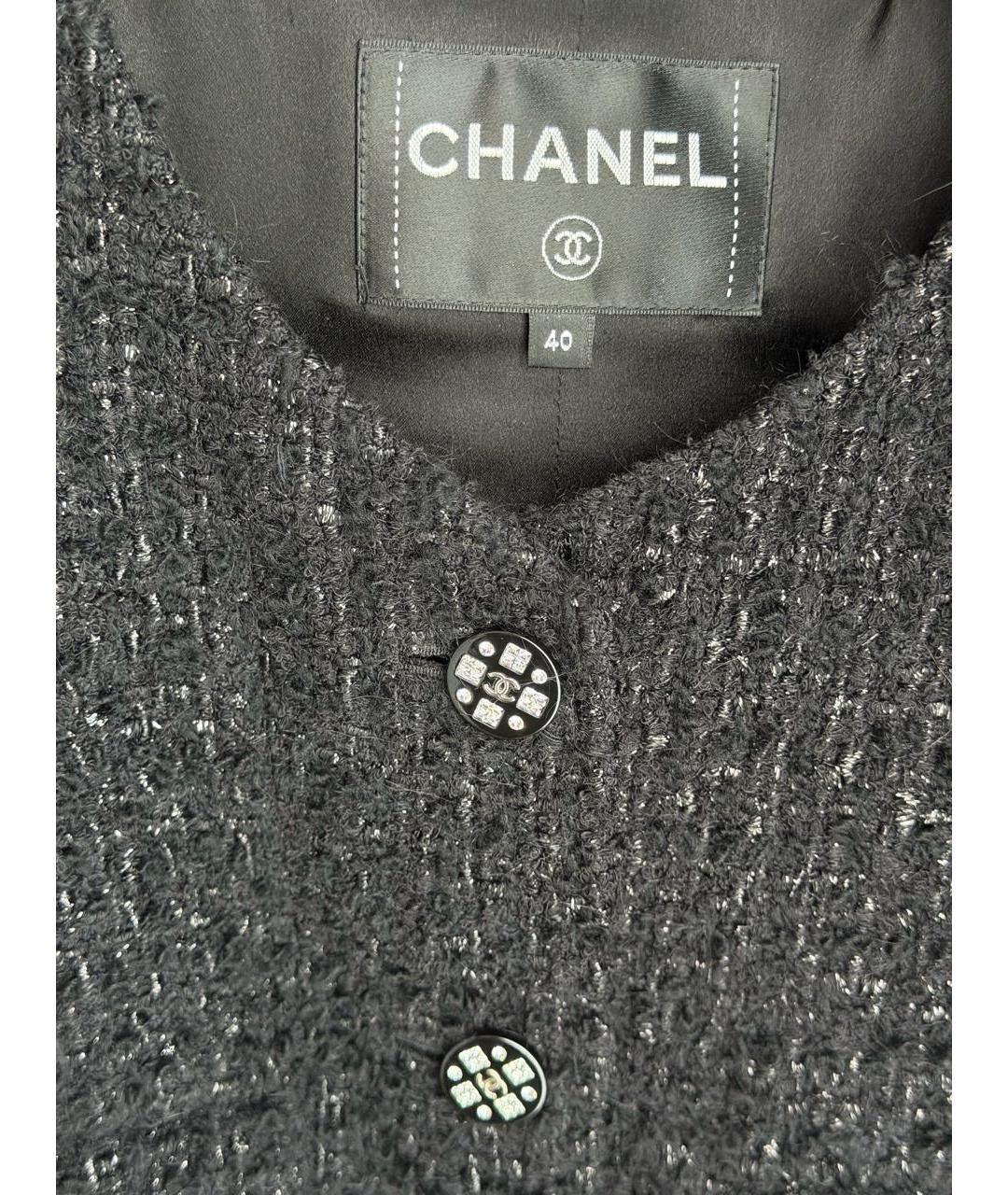 CHANEL Черный твидовый жакет/пиджак, фото 3