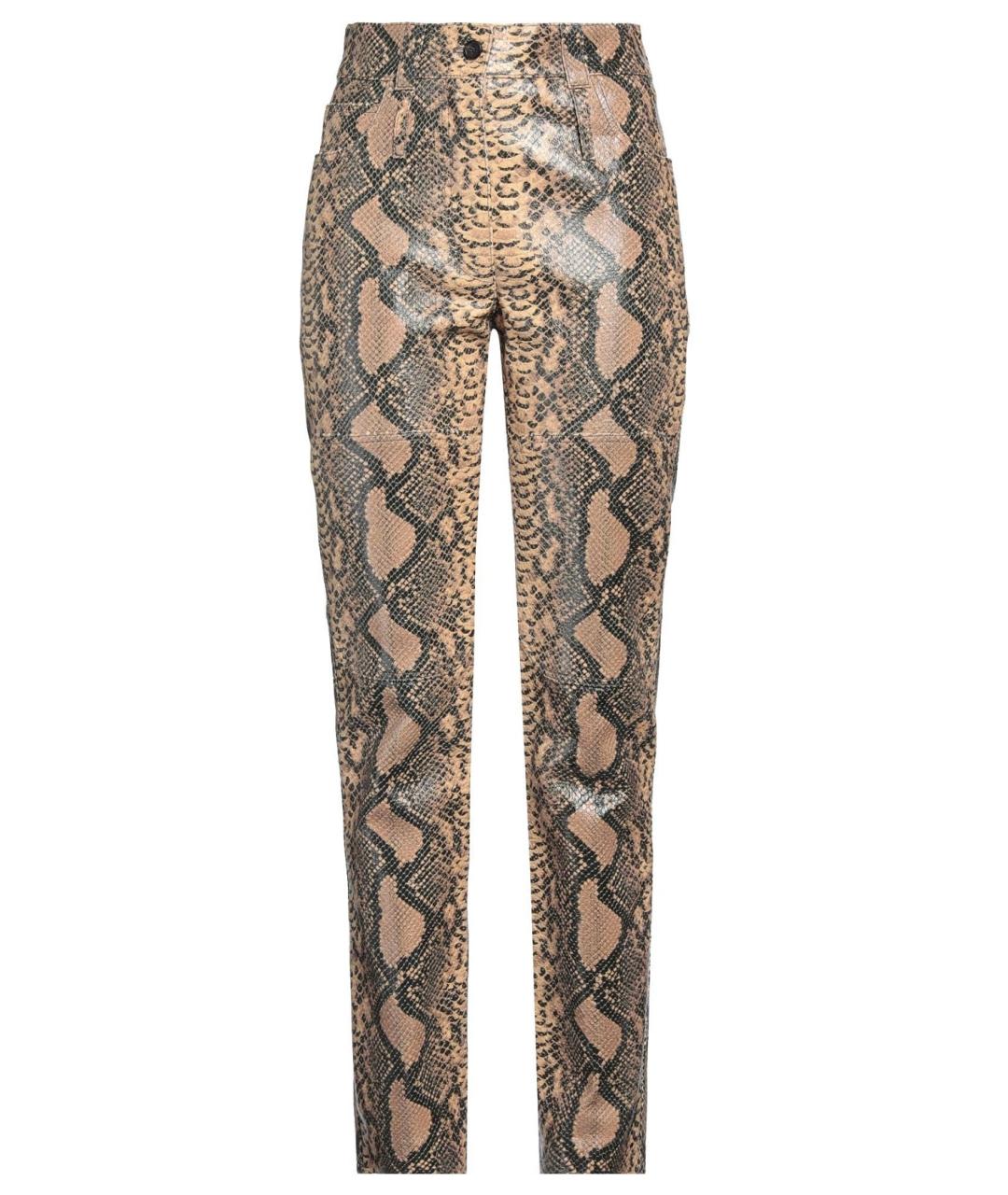 MIU MIU Бежевые кожаные прямые брюки, фото 1