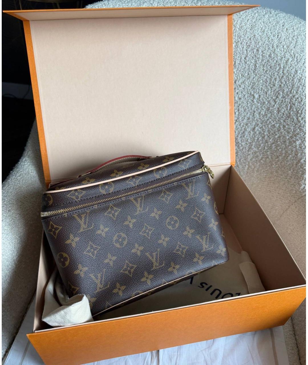 LOUIS VUITTON Коричневая косметичка из канвы, фото 3