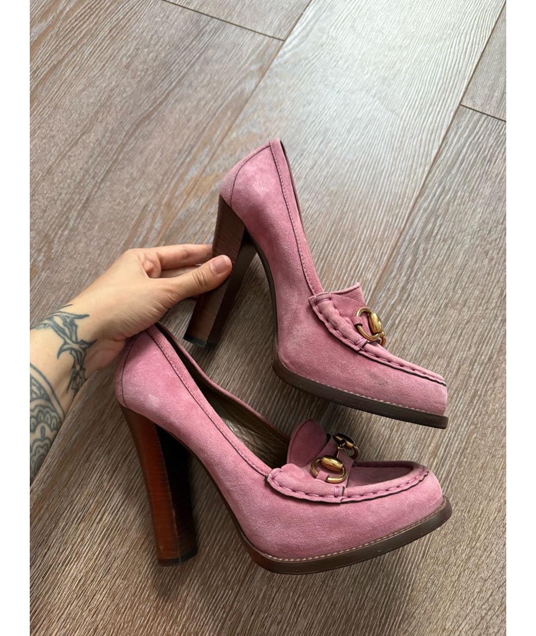GUCCI Розовые замшевые туфли, фото 4
