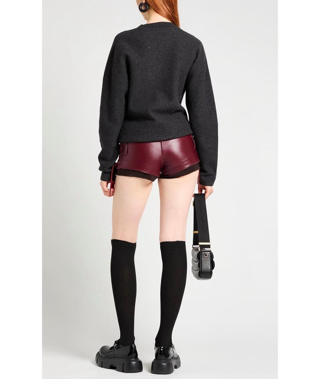 MIU MIU Бордовые кожаные шорты, фото 3