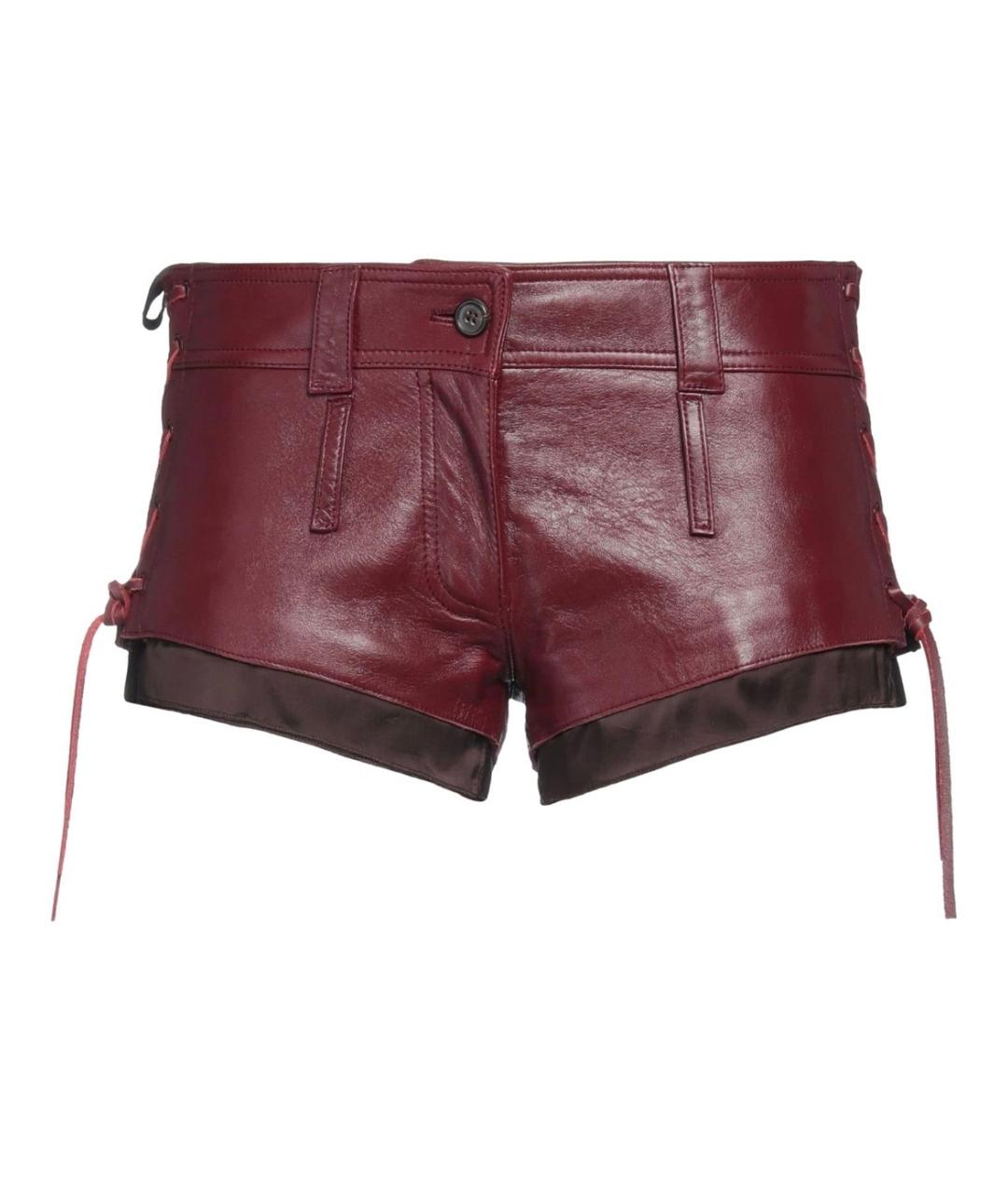 MIU MIU Бордовые кожаные шорты, фото 1