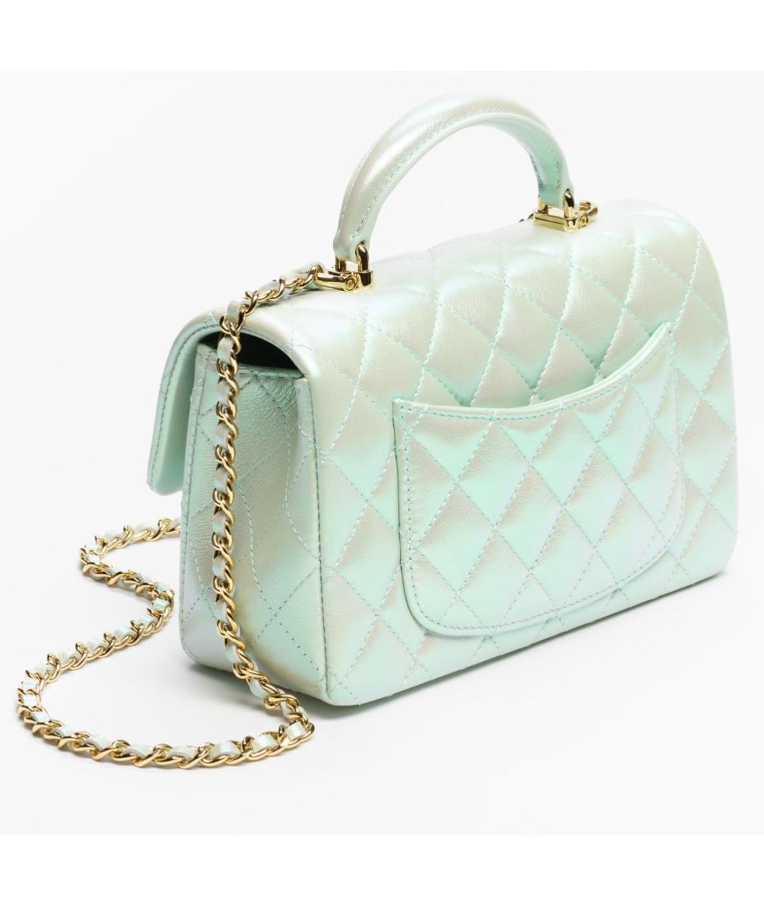 CHANEL Салатовая кожаная сумка через плечо, фото 4