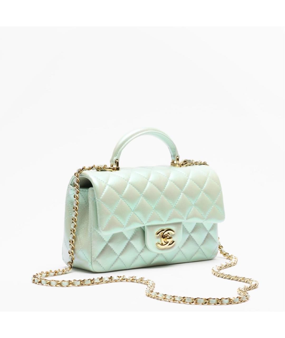 CHANEL Салатовая кожаная сумка через плечо, фото 2