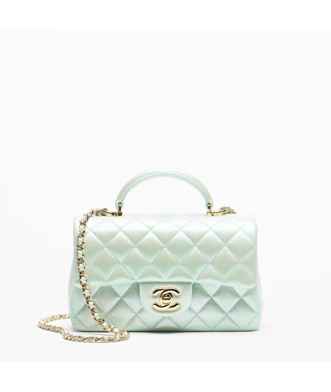 CHANEL Салатовая кожаная сумка через плечо, фото 5