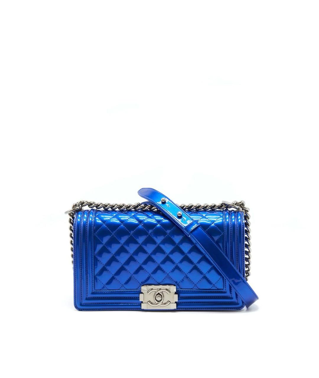 CHANEL Синяя сумка через плечо из лакированной кожи, фото 8