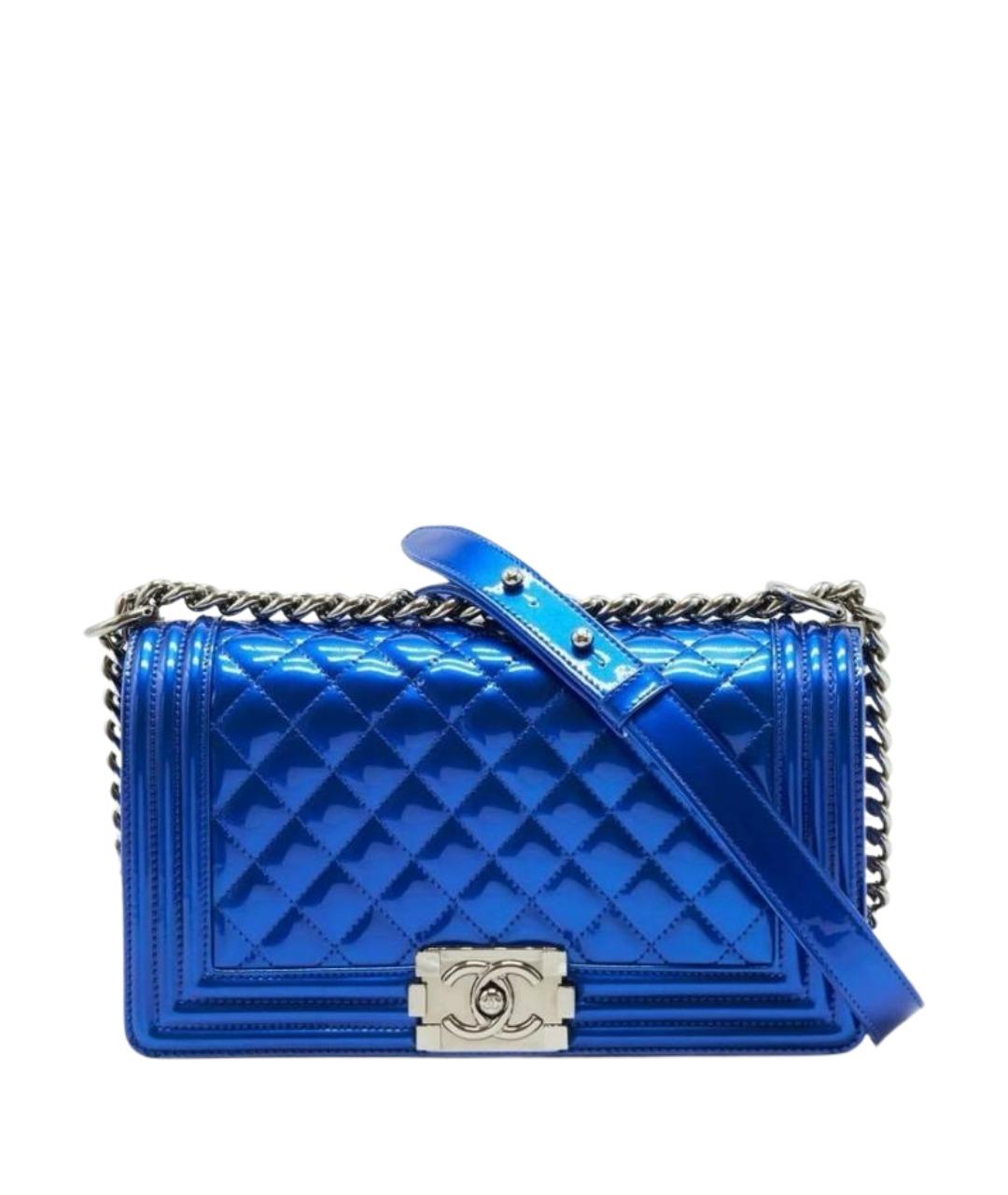 CHANEL Синяя сумка через плечо из лакированной кожи, фото 1