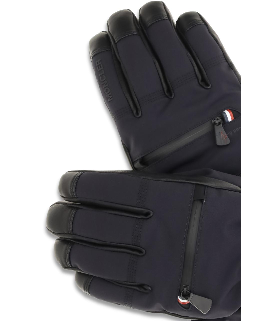 MONCLER GRENOBLE Темно-синие синтетические перчатки, фото 3