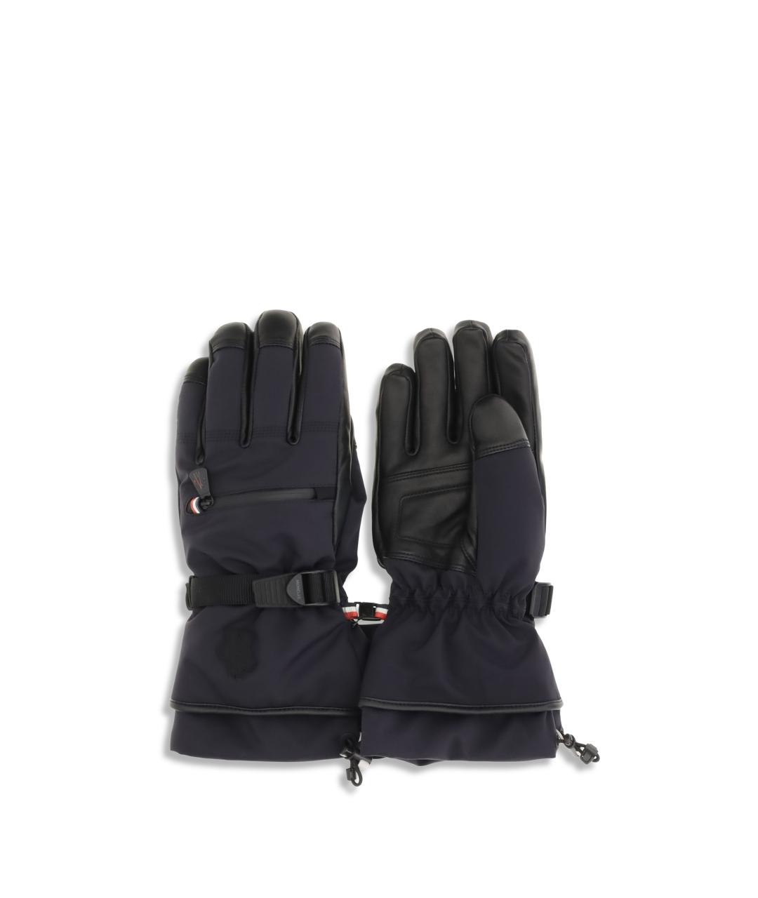 MONCLER GRENOBLE Темно-синие синтетические перчатки, фото 4