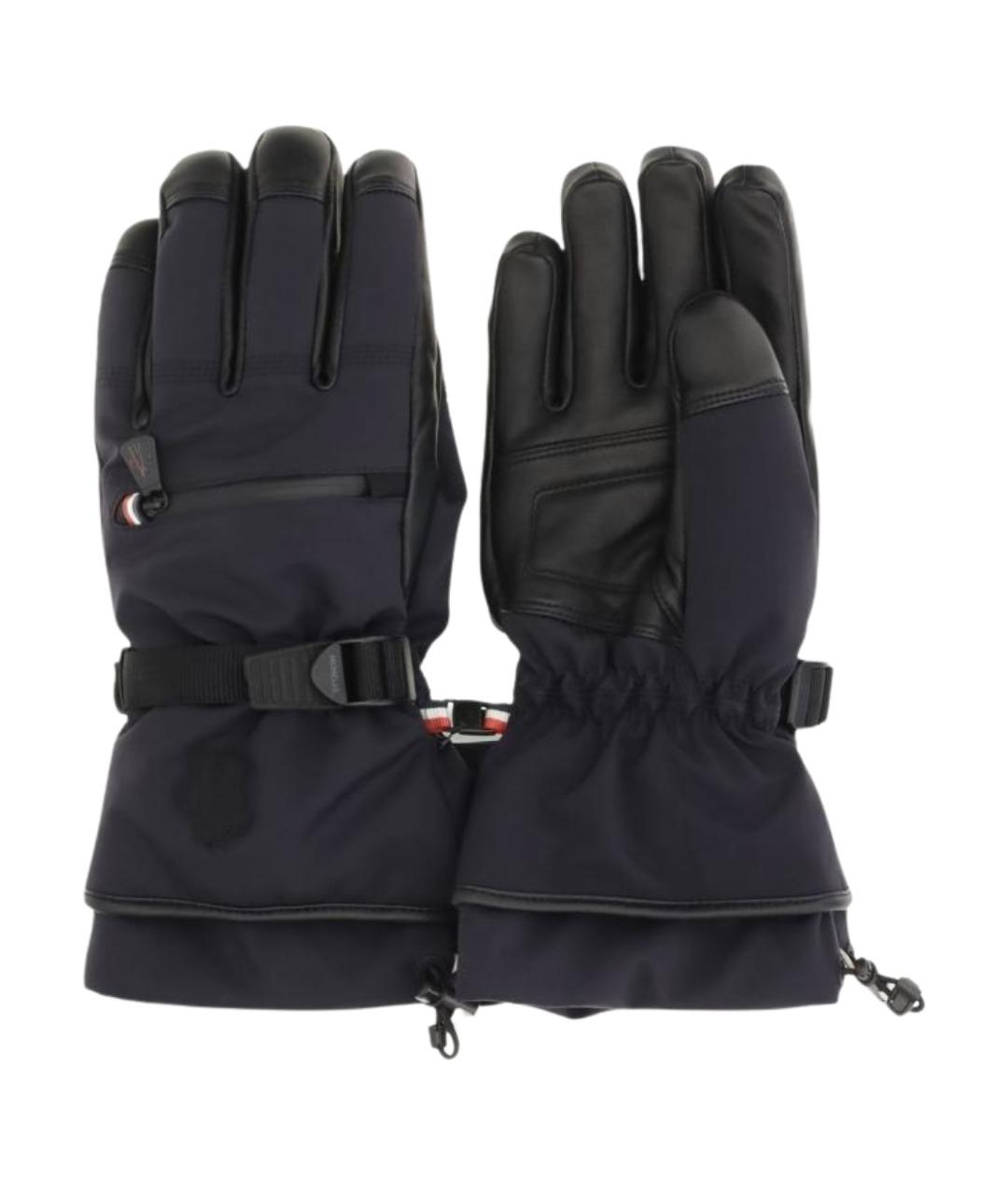 MONCLER GRENOBLE Темно-синие синтетические перчатки, фото 1