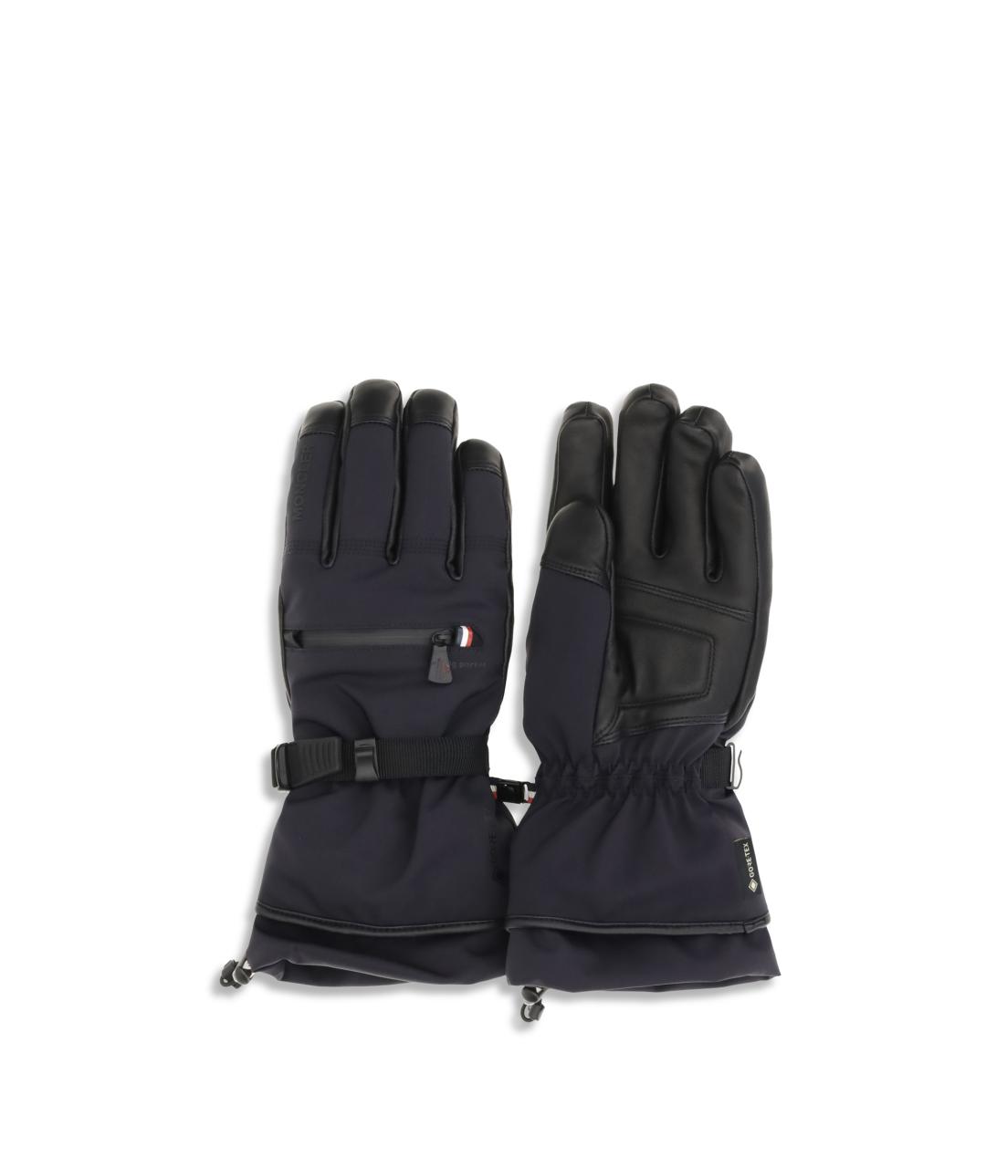 MONCLER GRENOBLE Темно-синие синтетические перчатки, фото 2