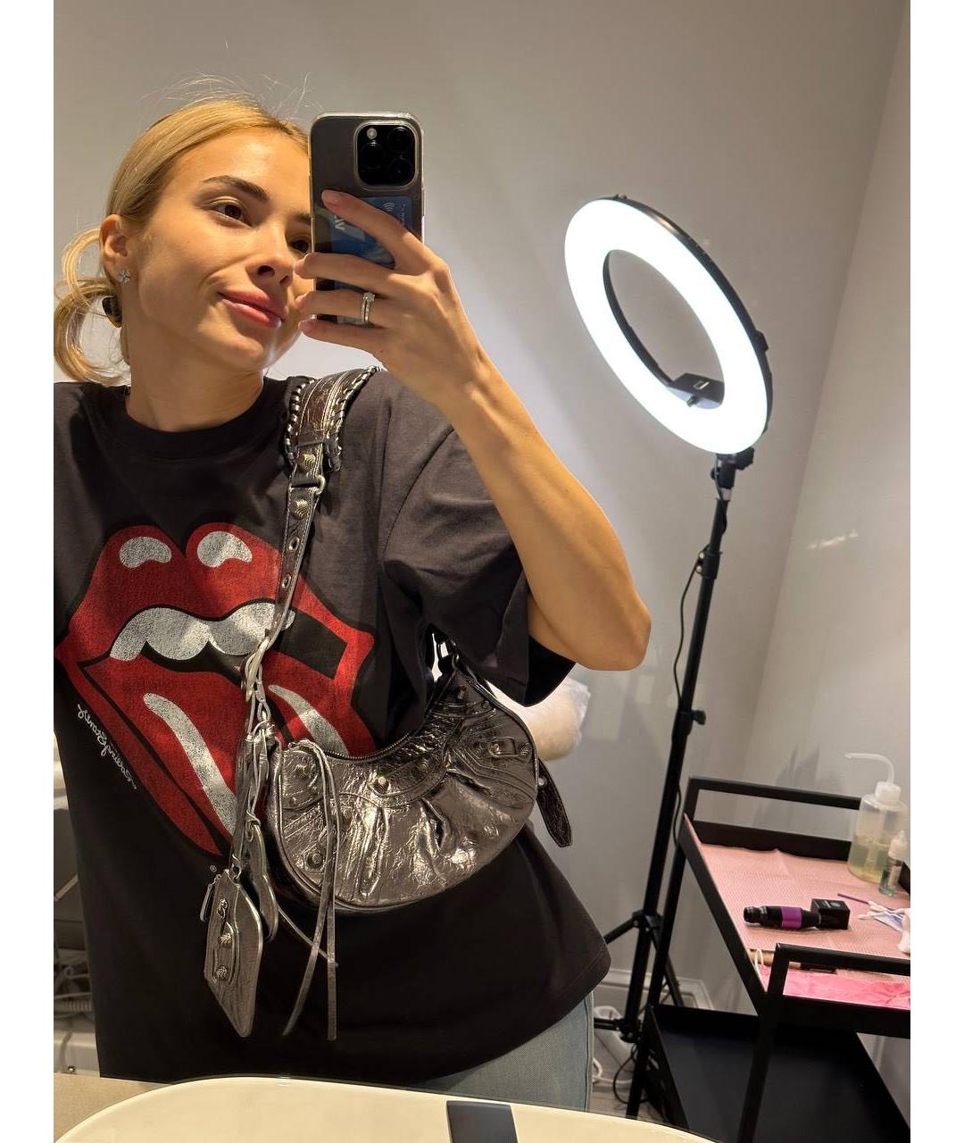 BALENCIAGA Серебряная кожаная сумка через плечо, фото 4