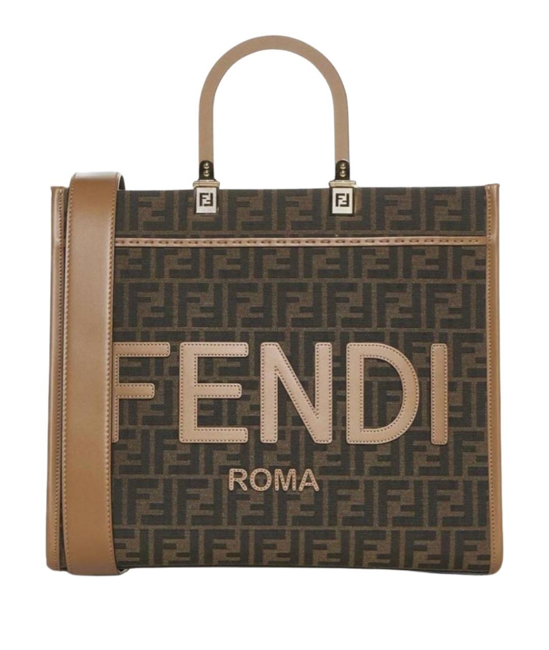 FENDI Коричневая сумка тоут из канвы, фото 1