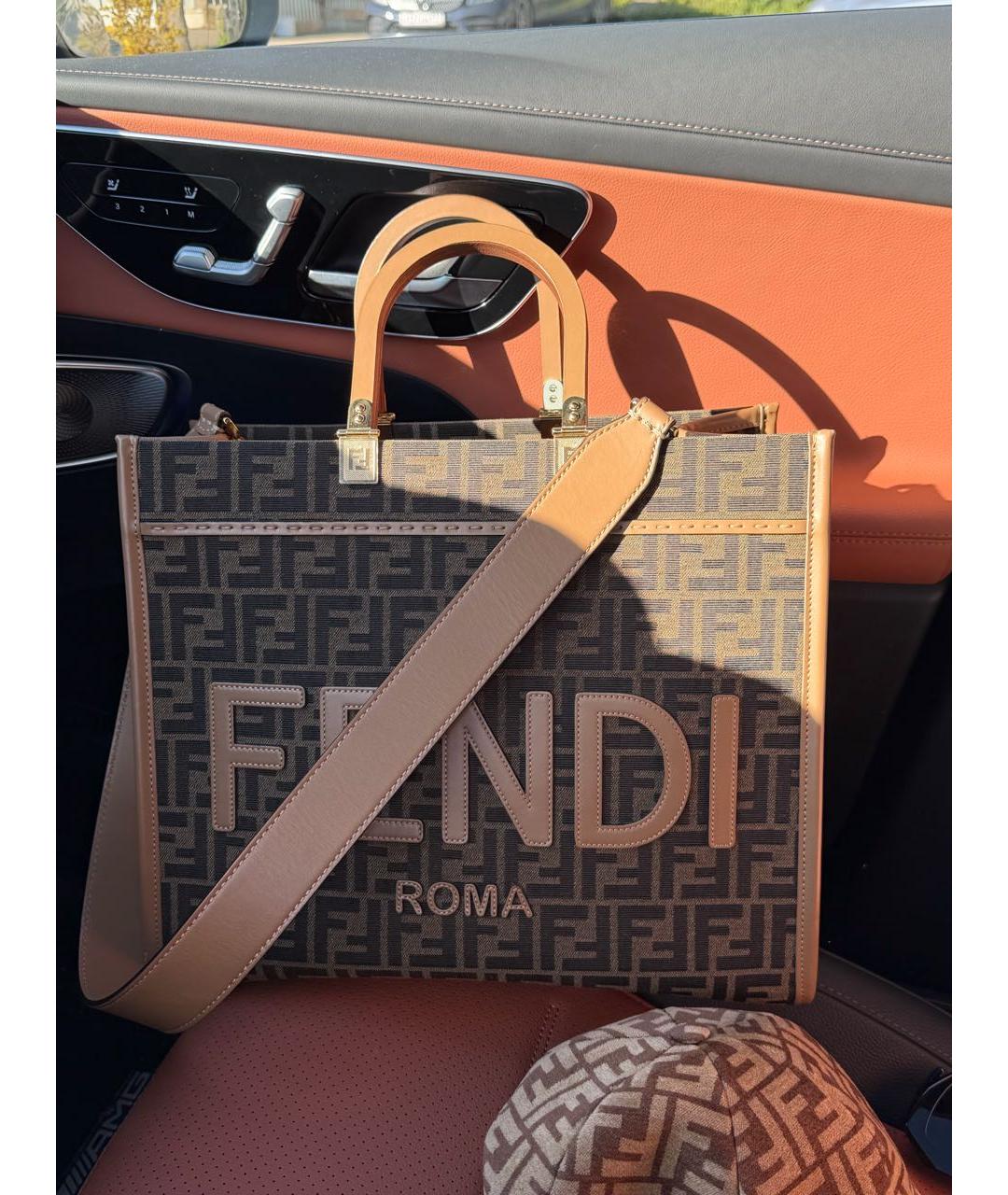 FENDI Коричневая сумка тоут из канвы, фото 2