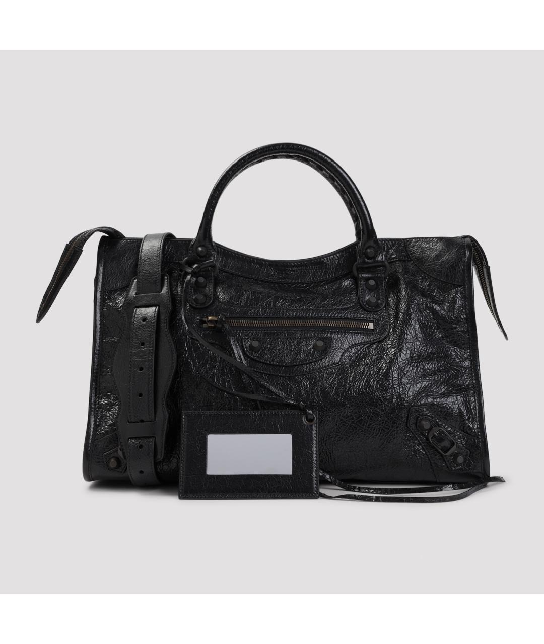 BALENCIAGA Черная кожаная сумка тоут, фото 2