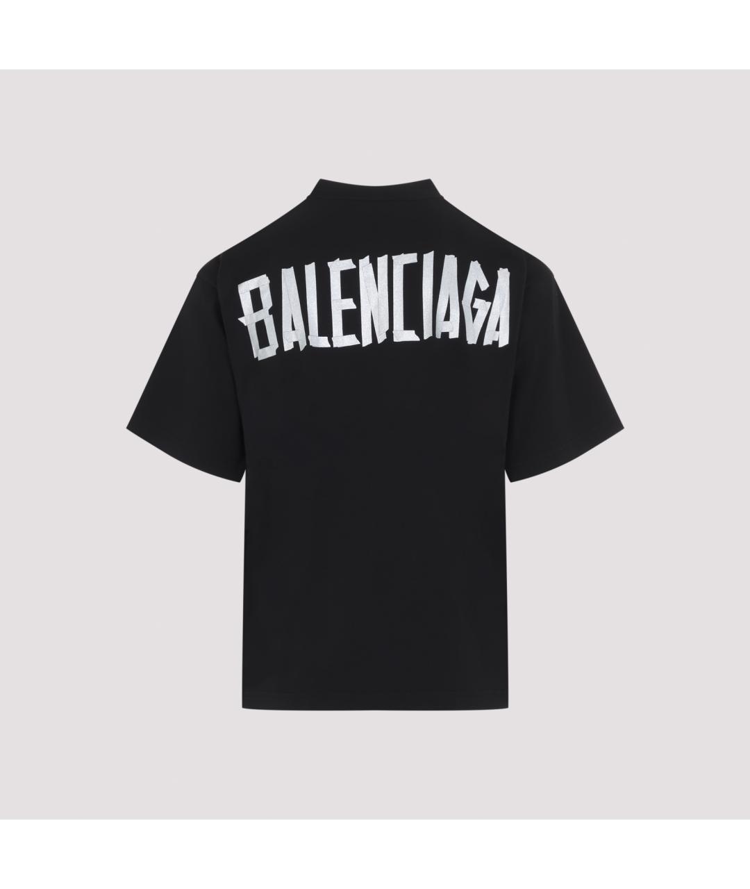 BALENCIAGA Черная хлопковая футболка, фото 3