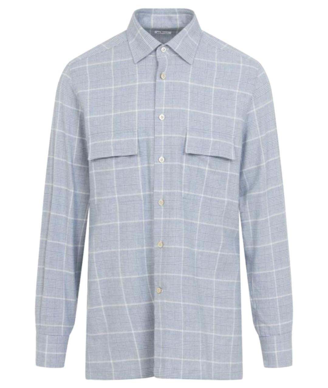 KITON Голубая хлопковая кэжуал рубашка, фото 1