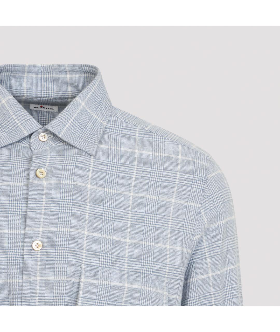 KITON Голубая хлопковая кэжуал рубашка, фото 4