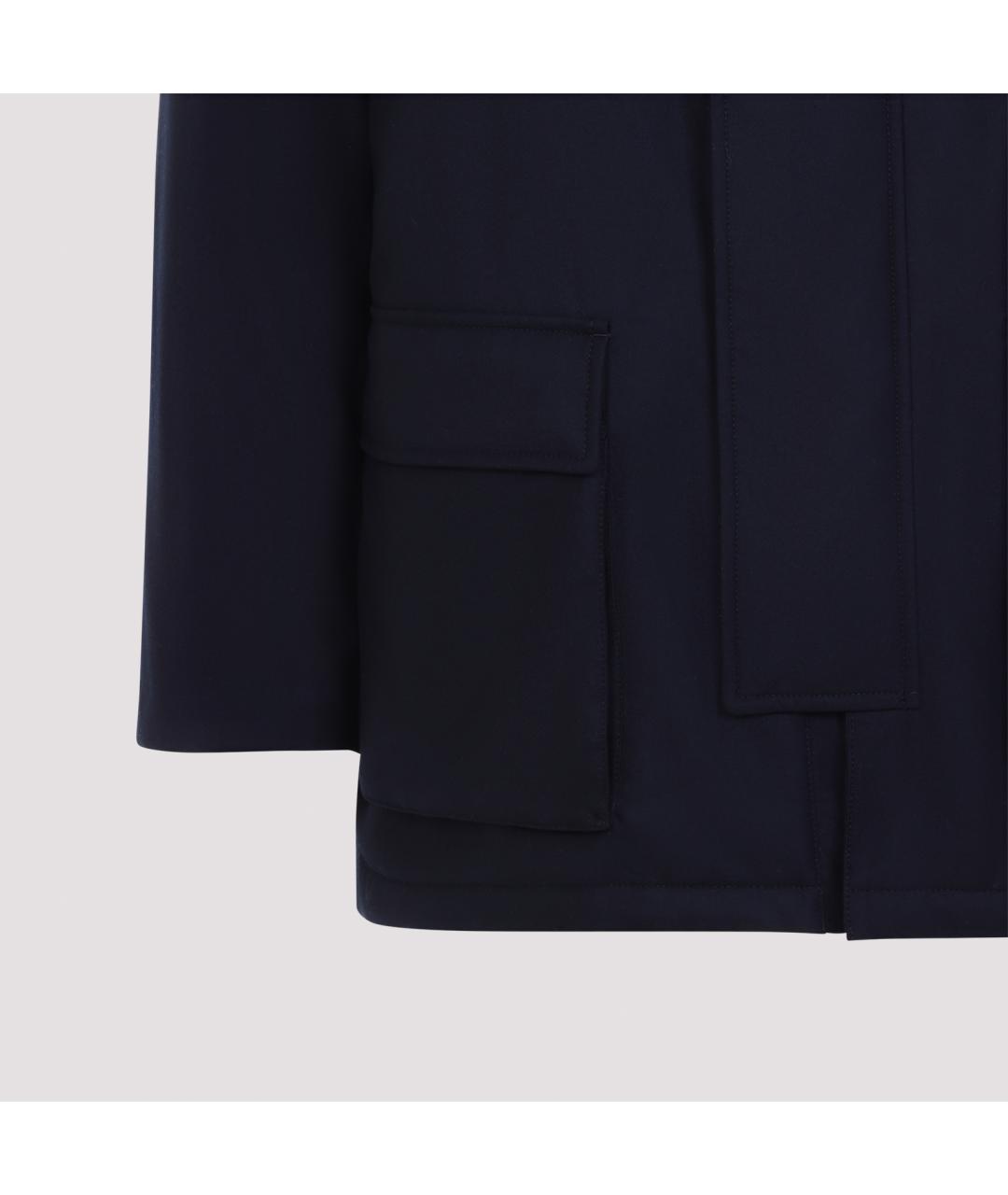 GIORGIO ARMANI Темно-синее шерстяное пальто, фото 4
