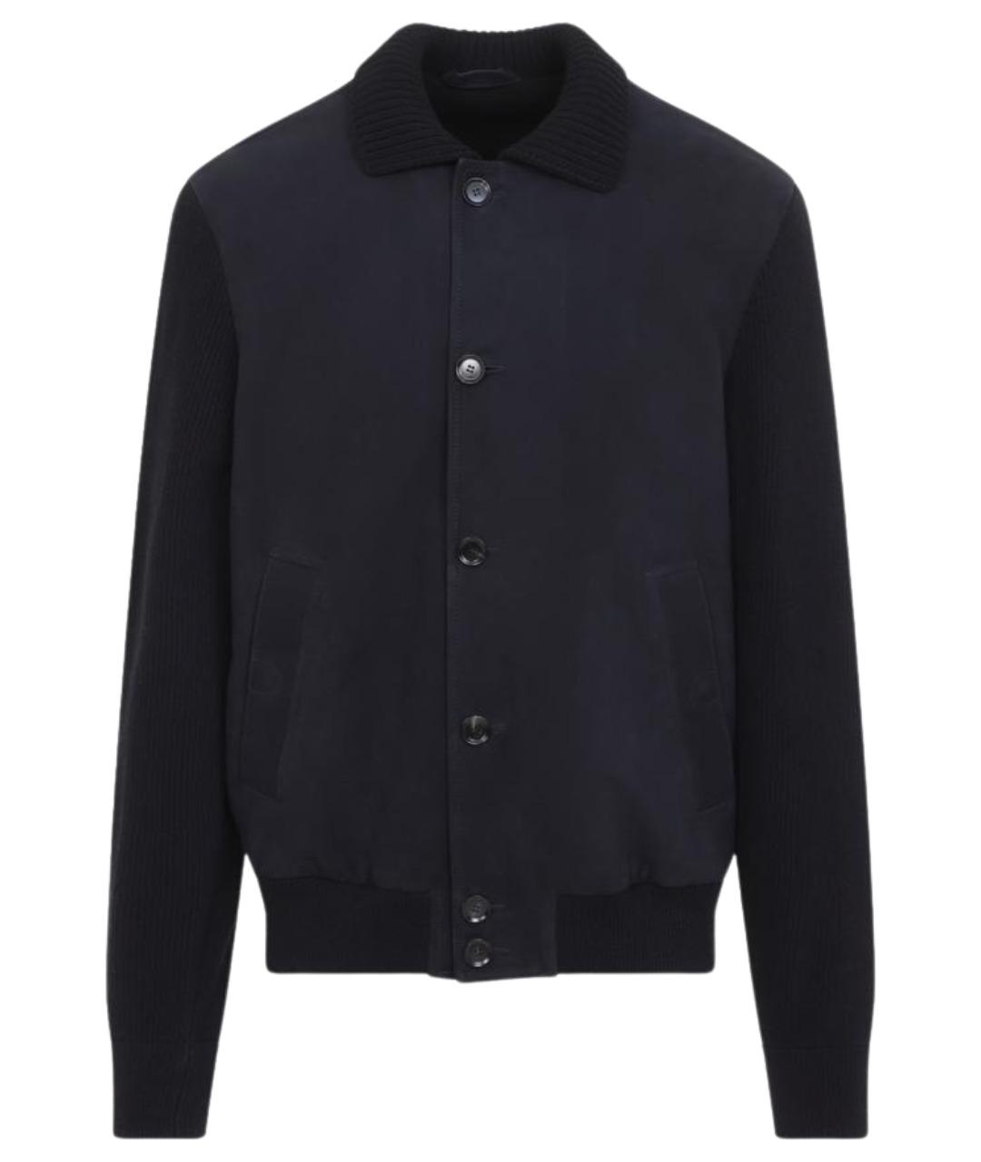 BRIONI Темно-синяя кожаная куртка, фото 1