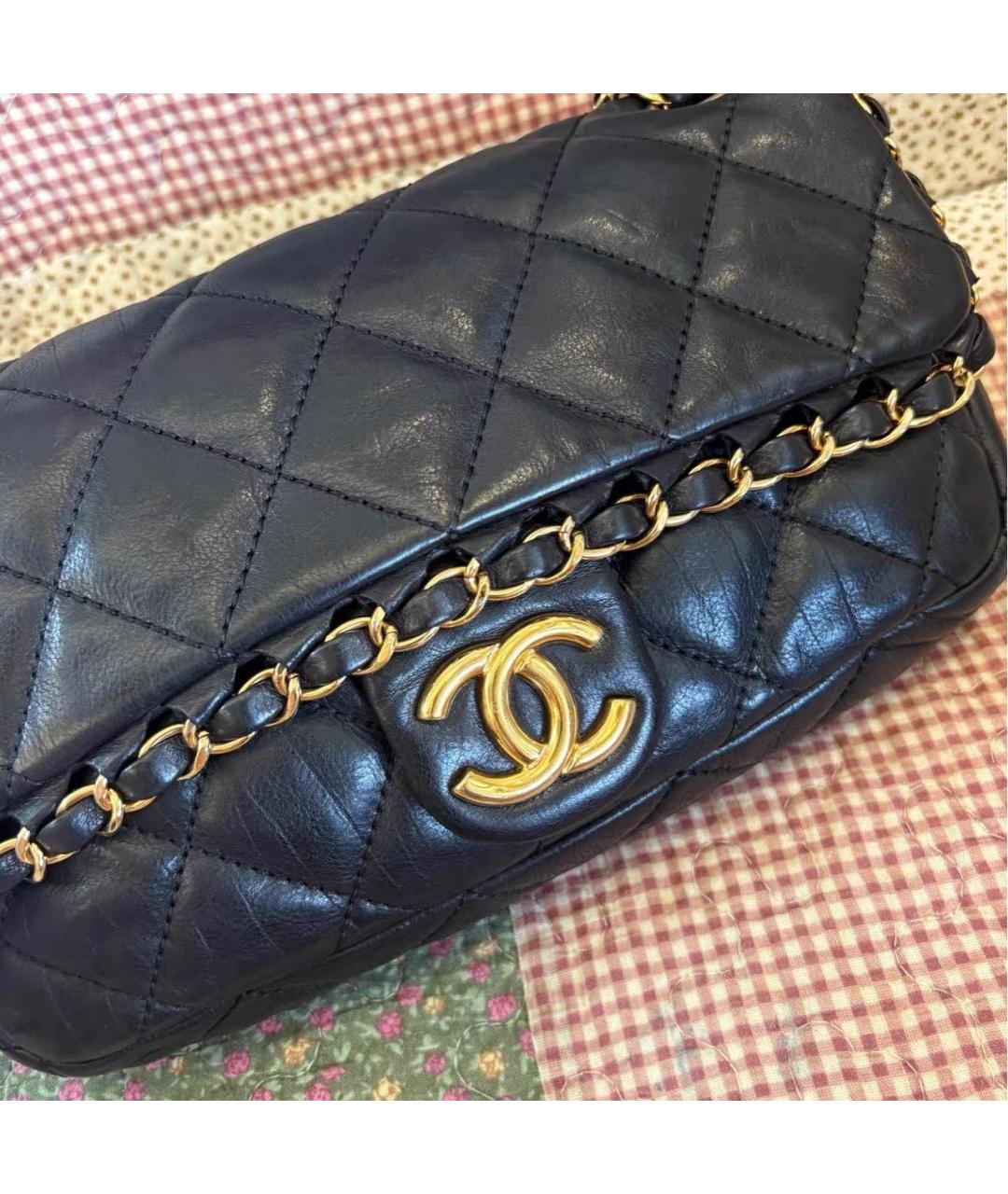 CHANEL Черная кожаная сумка через плечо, фото 8