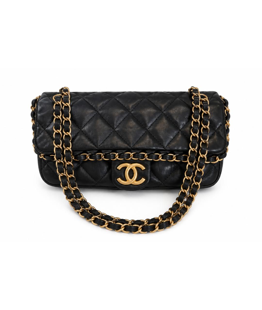 CHANEL Черная кожаная сумка через плечо, фото 10