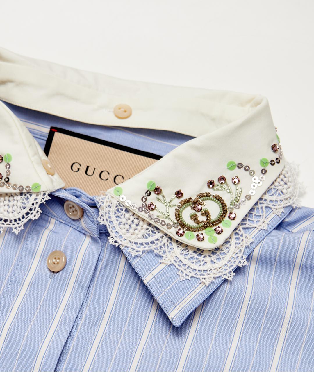 GUCCI Голубая хлопковая рубашка, фото 4