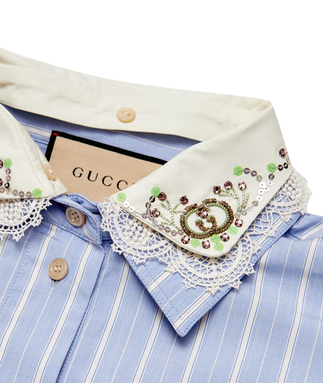 GUCCI Голубая хлопковая рубашка, фото 8