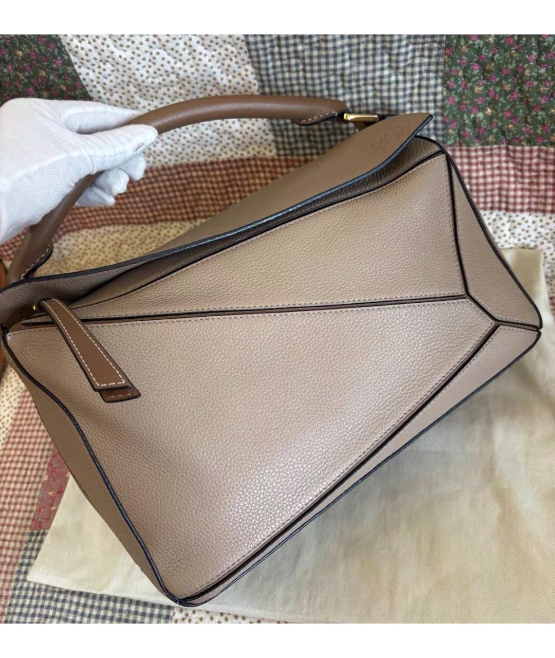 LOEWE Бежевая кожаная сумка через плечо, фото 6