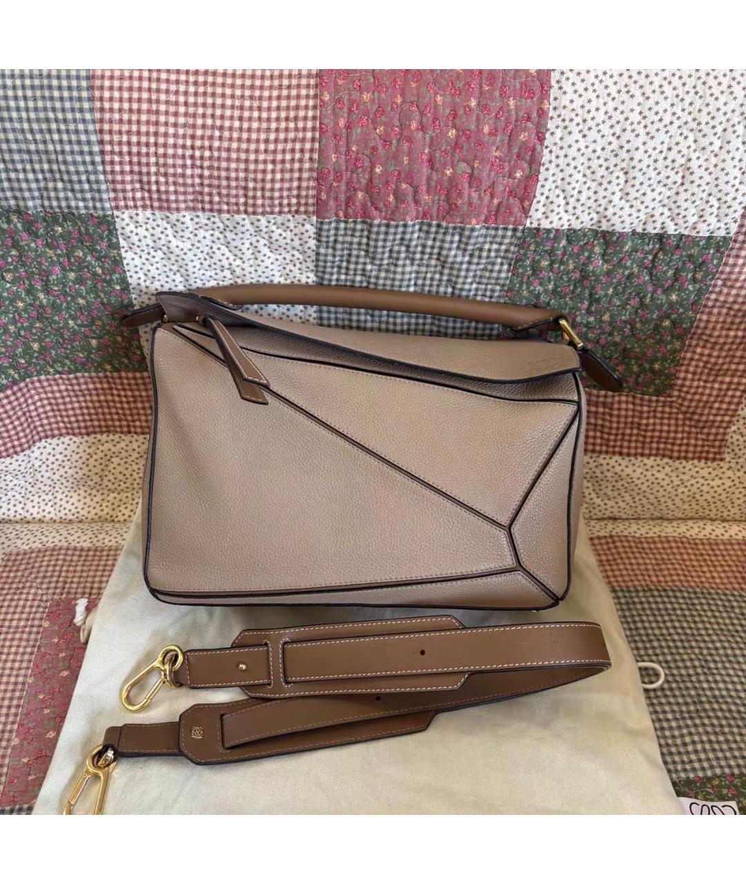 LOEWE Бежевая кожаная сумка через плечо, фото 9