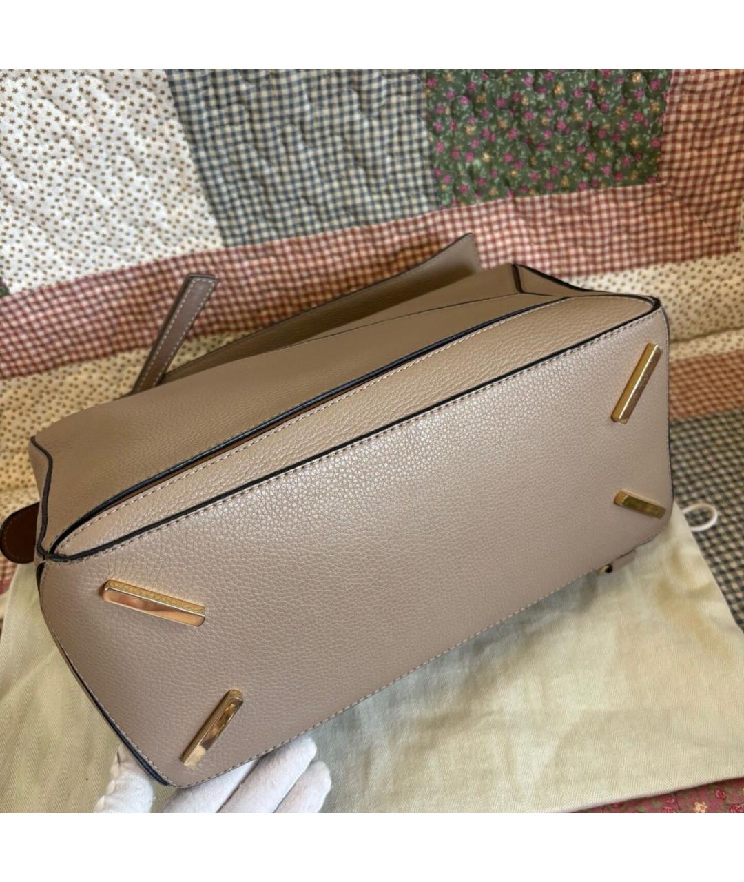 LOEWE Бежевая кожаная сумка через плечо, фото 5
