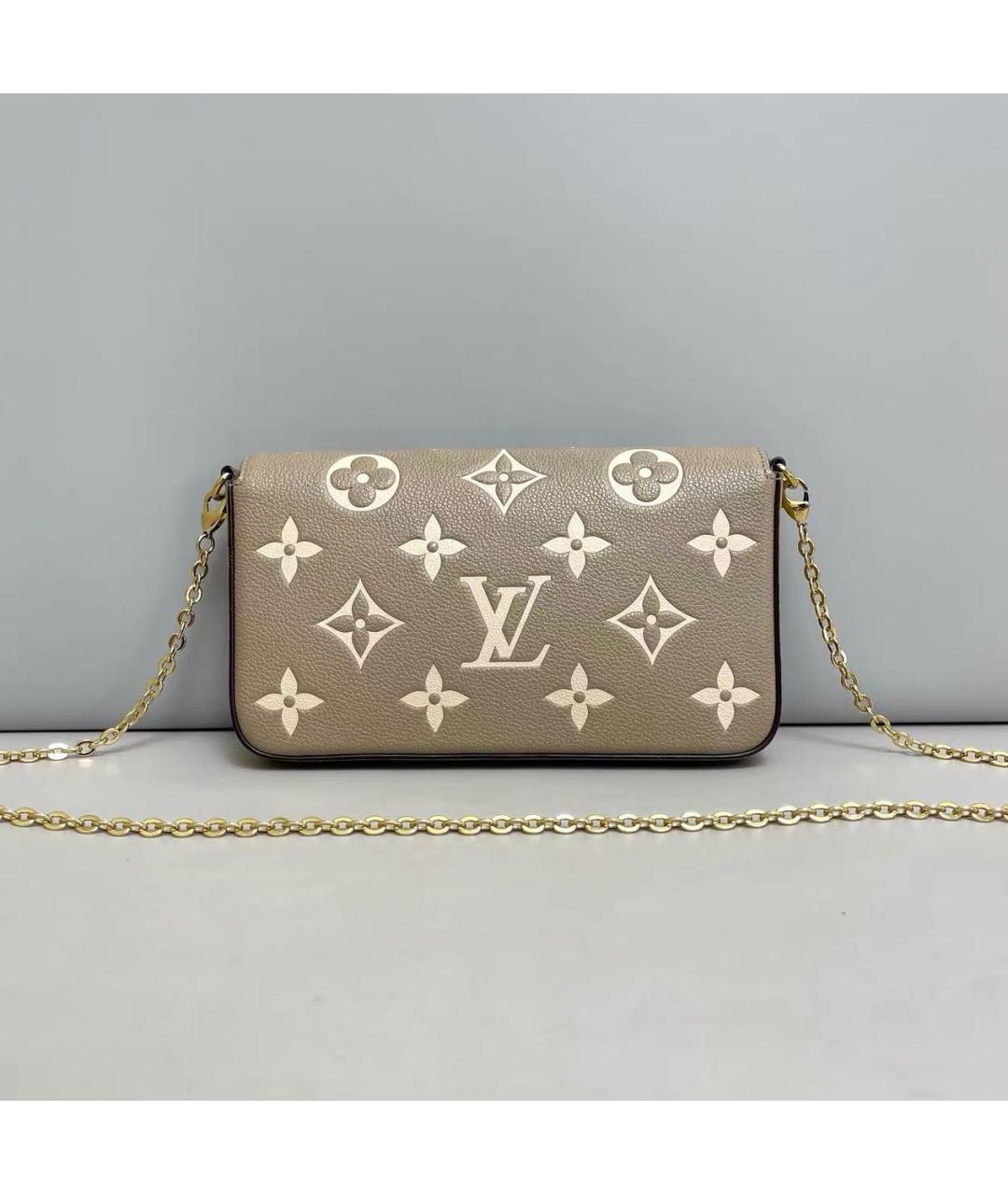 LOUIS VUITTON Бежевая кожаная сумка через плечо, фото 2