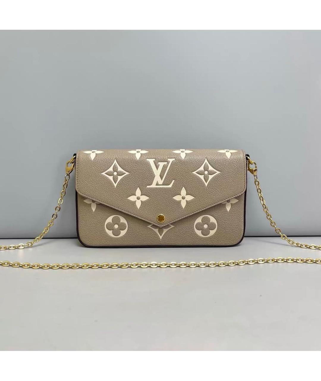 LOUIS VUITTON Бежевая кожаная сумка через плечо, фото 9