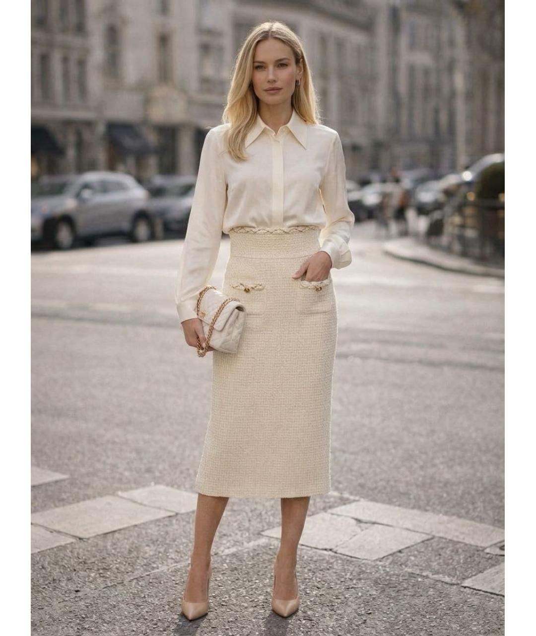 CHANEL Бежевый твидовый костюм с юбками, фото 5