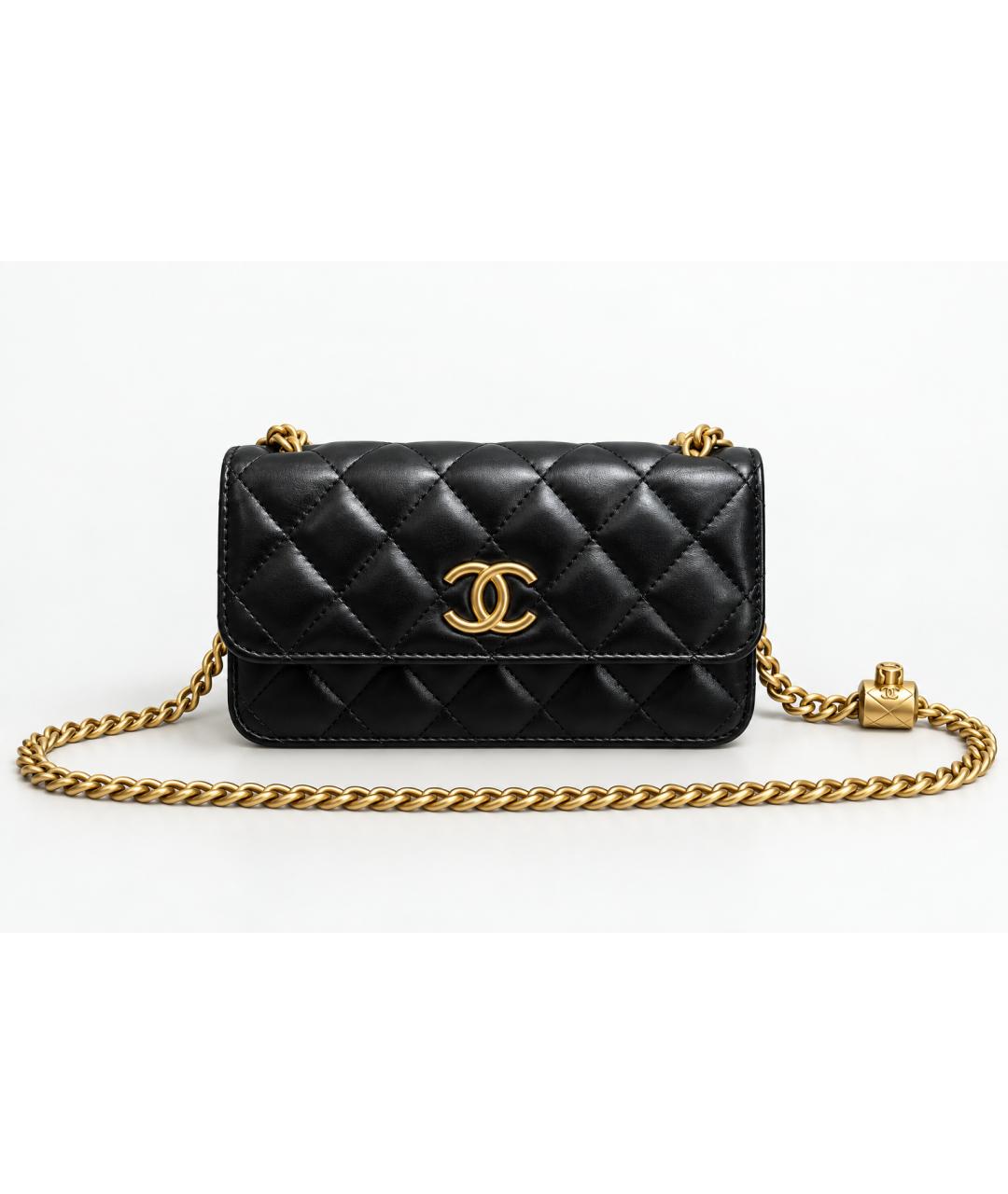 CHANEL Черная кожаная сумка через плечо, фото 10