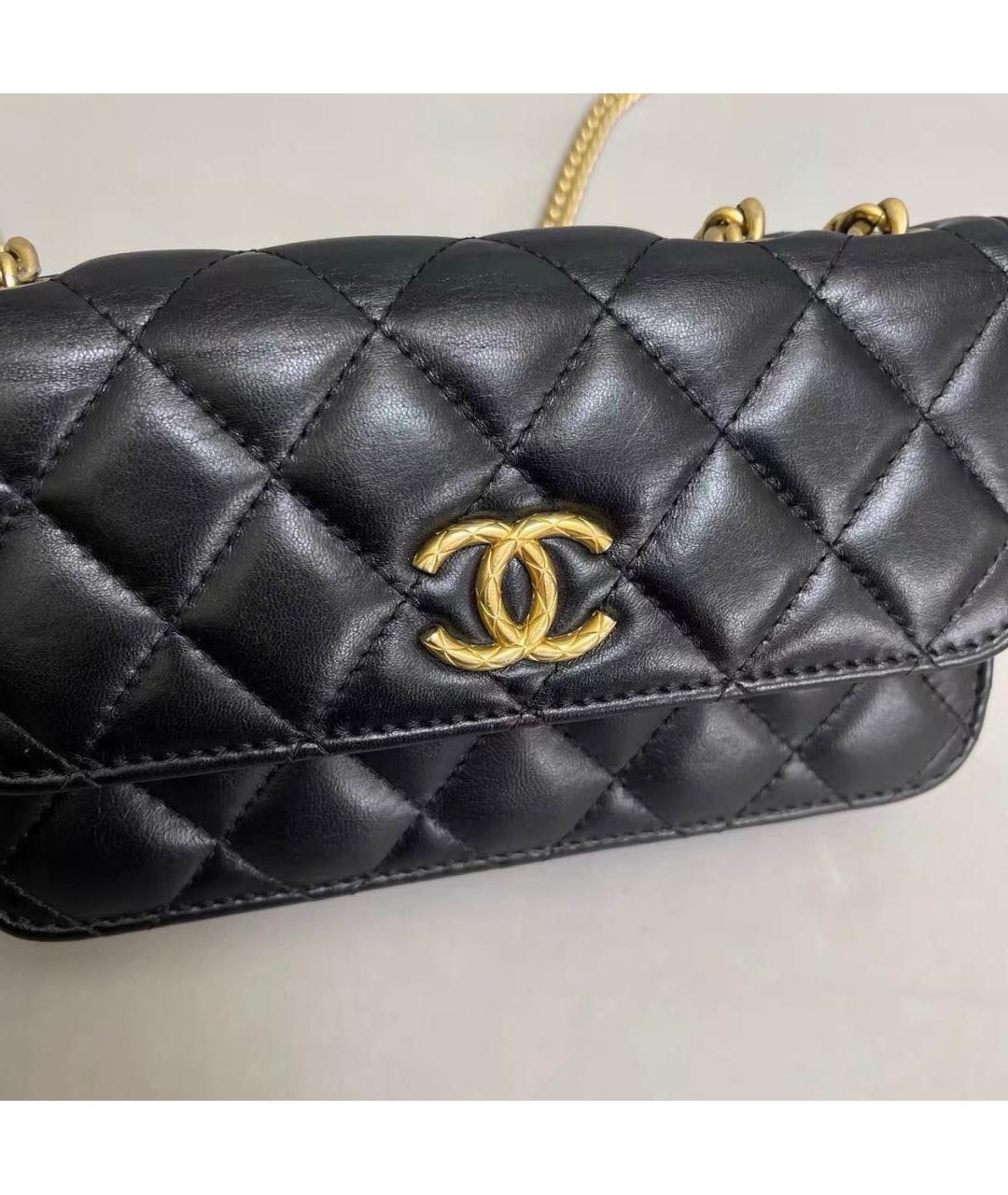 CHANEL Черная кожаная сумка через плечо, фото 7