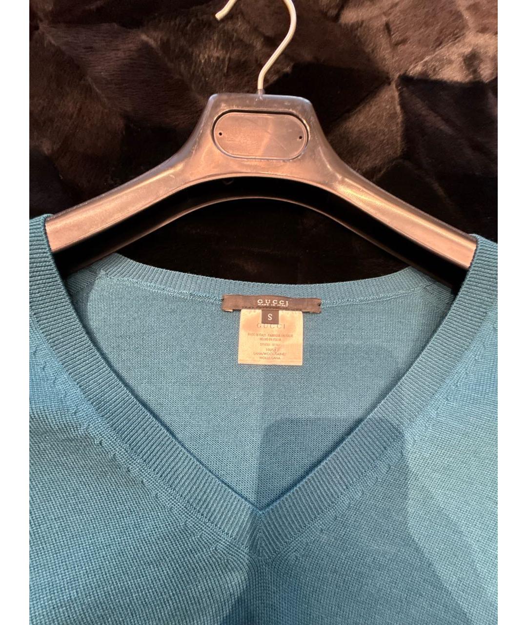 GUCCI Голубой шерстяной джемпер / свитер, фото 3