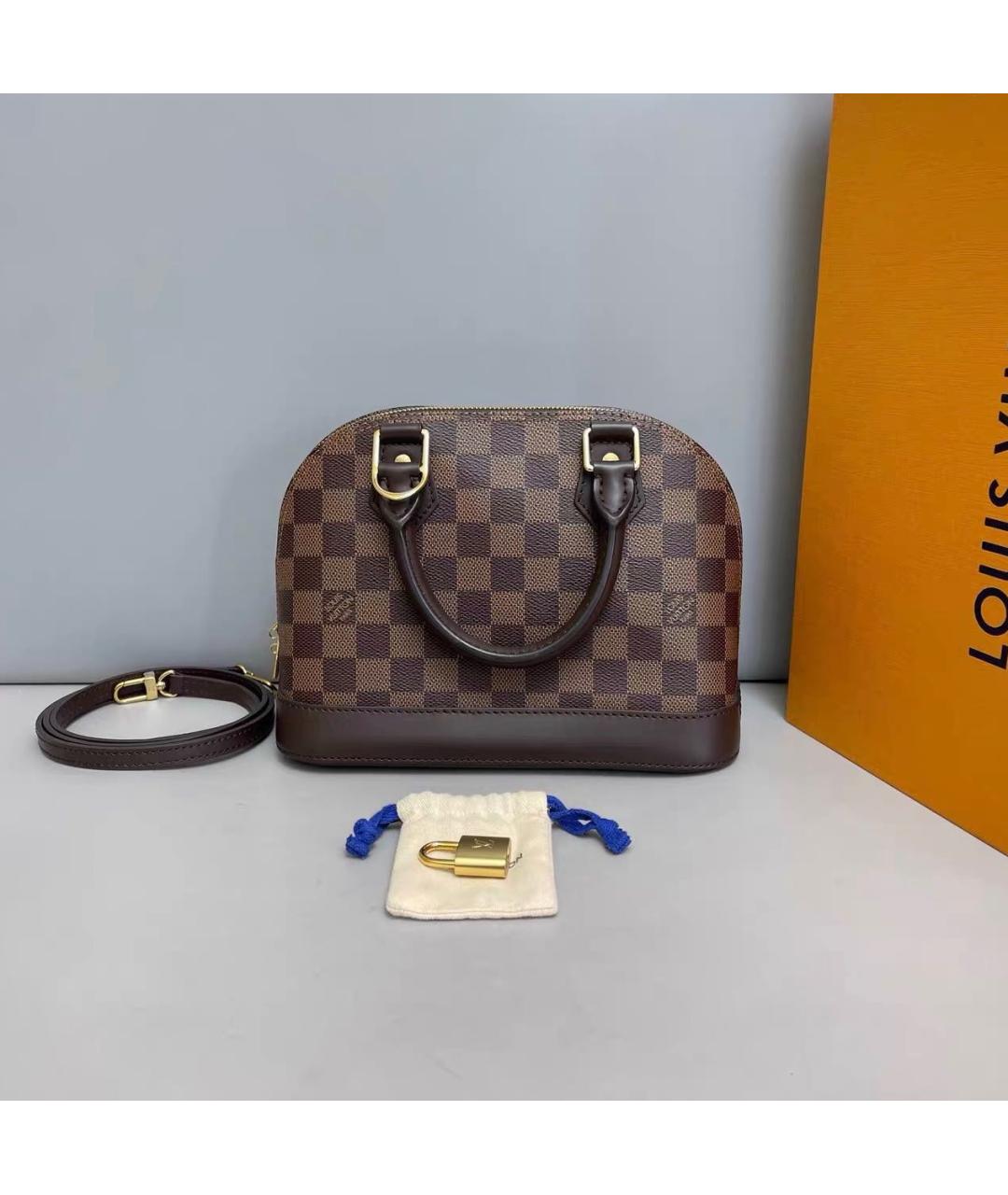 LOUIS VUITTON Коричневая сумка с короткими ручками из канвы, фото 2
