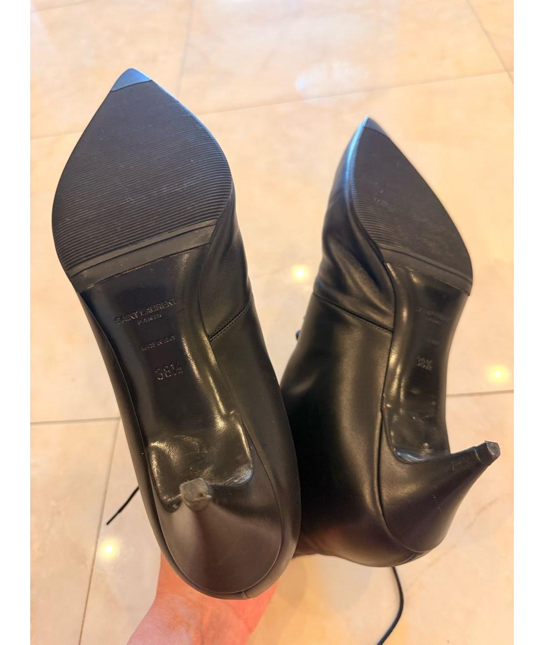 SAINT LAURENT Черные кожаные ботильоны, фото 5