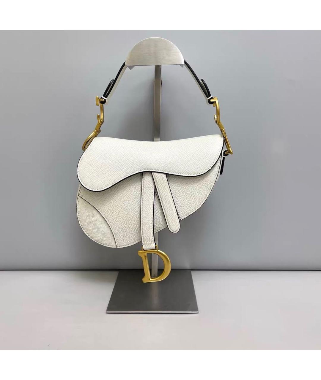 CHRISTIAN DIOR Белая кожаная сумка с короткими ручками, фото 9